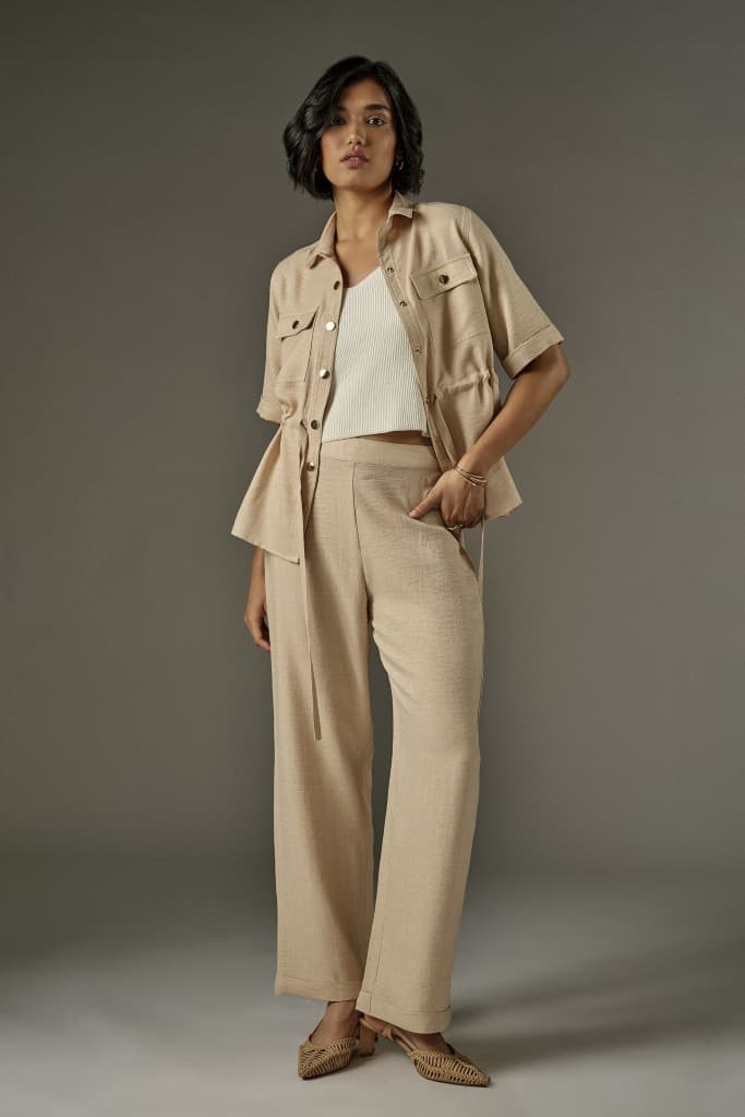 Women's Cream Casual Regular Fit Top