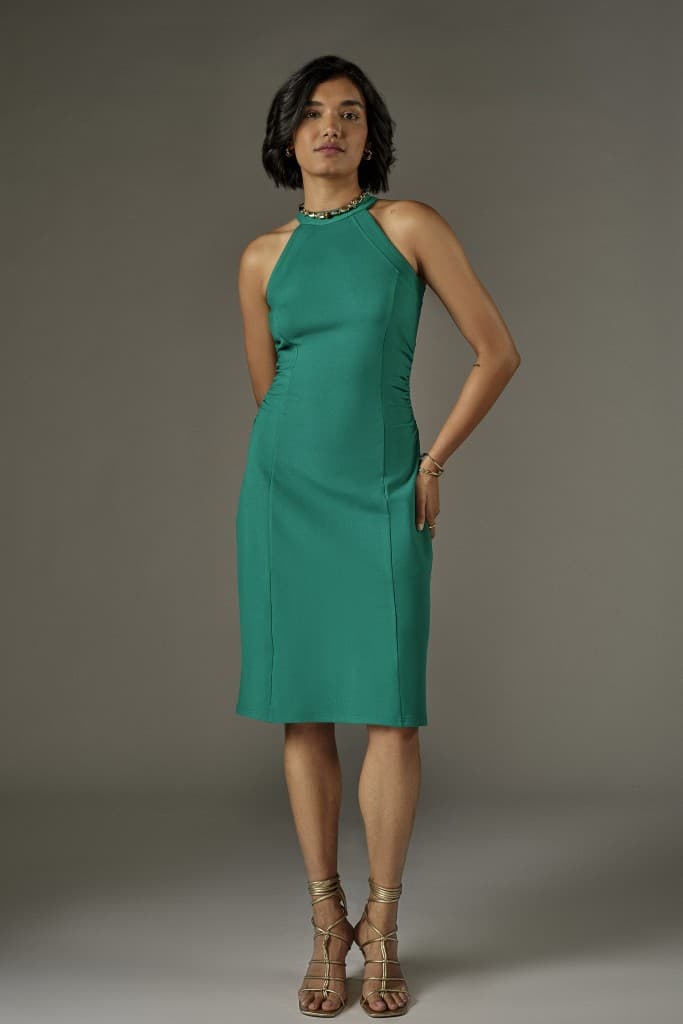 Women's Green Casual Regular Fit Solid Dress