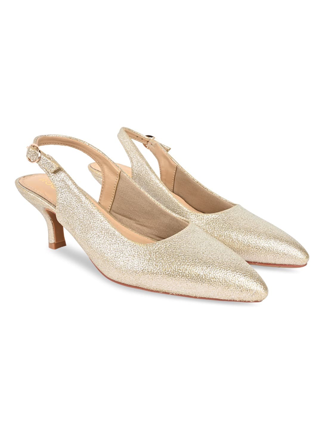 Women's Gold Casual Stilettoes Heel Synthetic Pump Heels