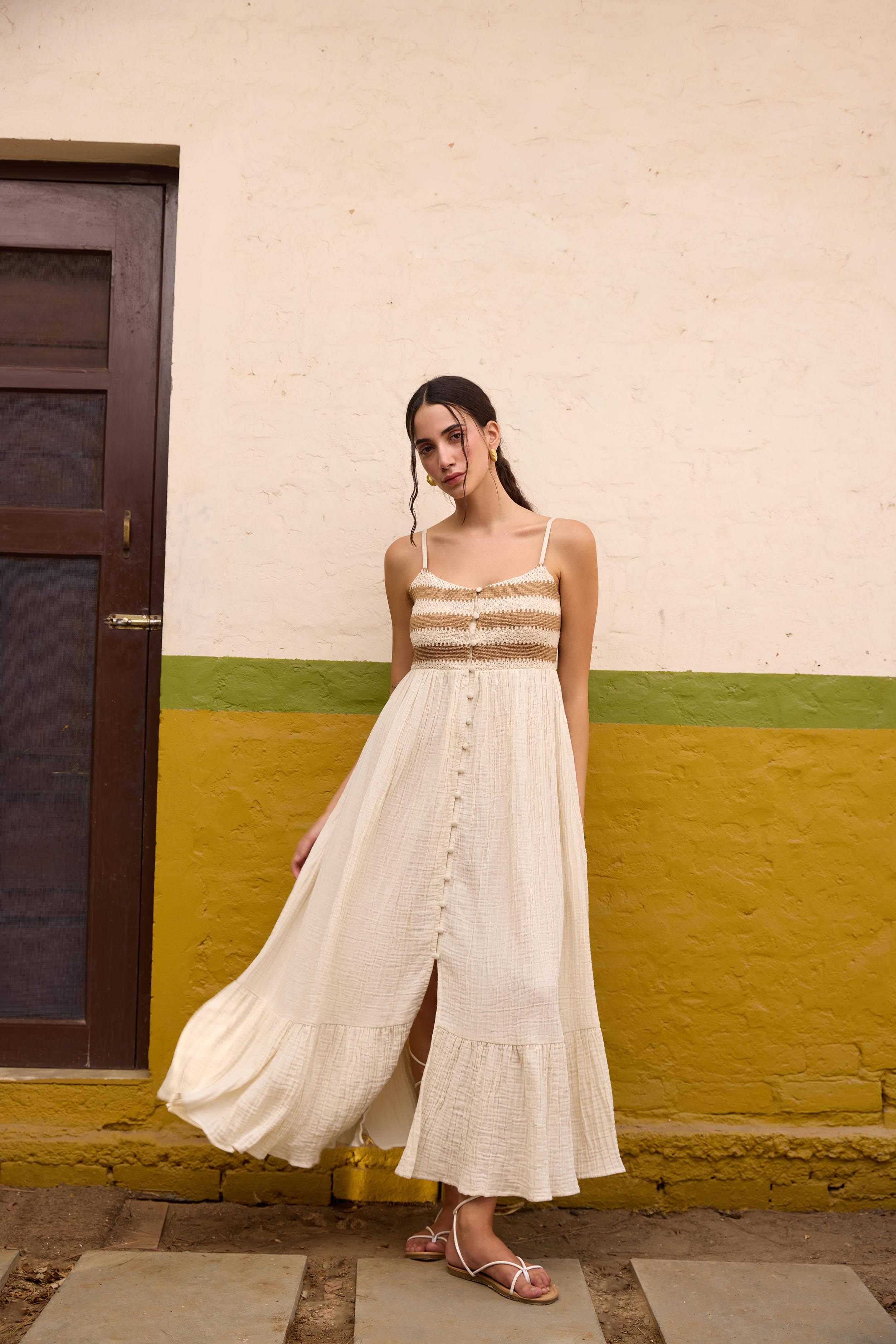 Women Brown Casual Sleeveless Maxi Dress