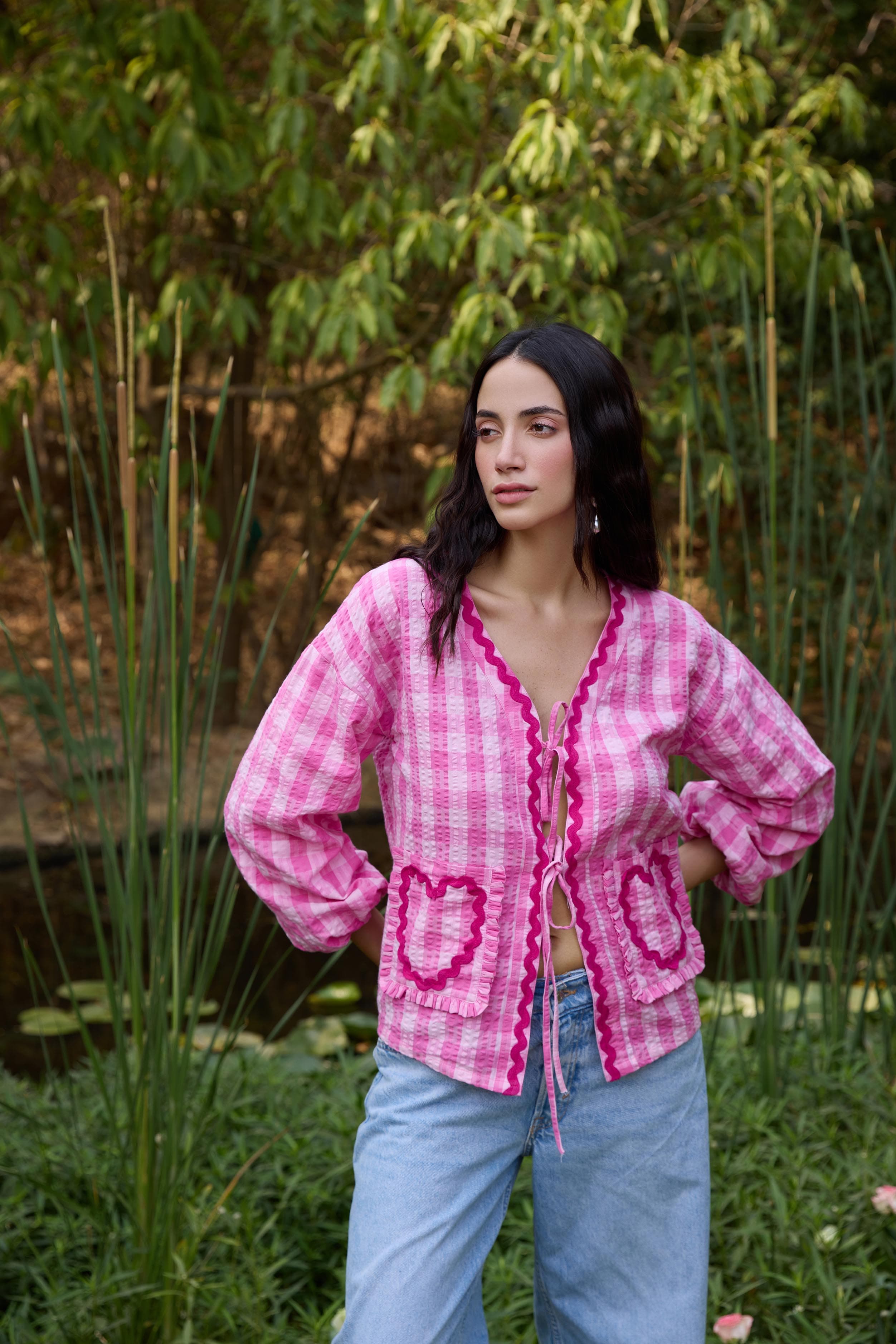 Women's Pink Casual Regular Fit Full Sleeves Tops