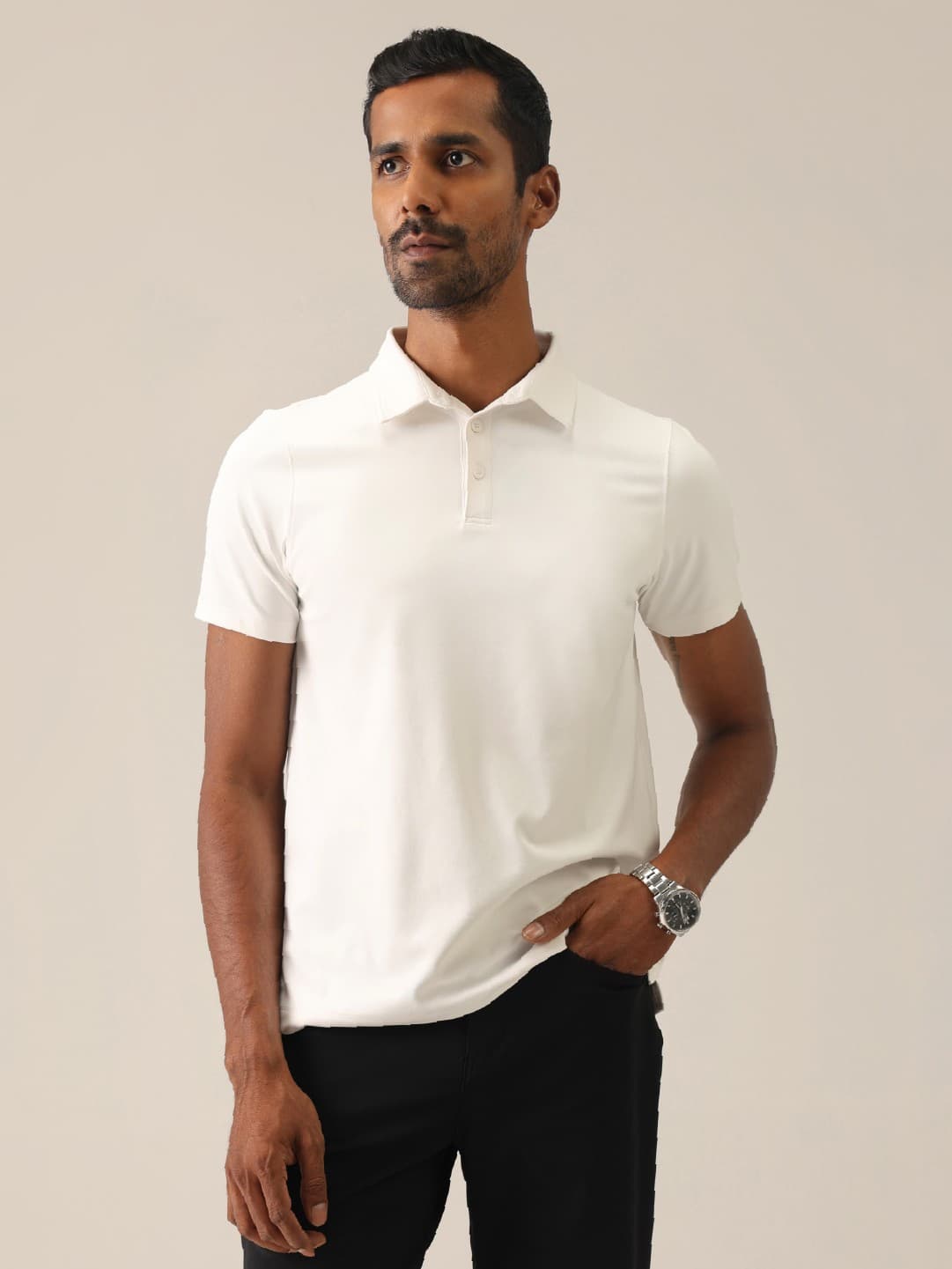 Men's White Regular Fit Casual The Cloud Polo Tshirt