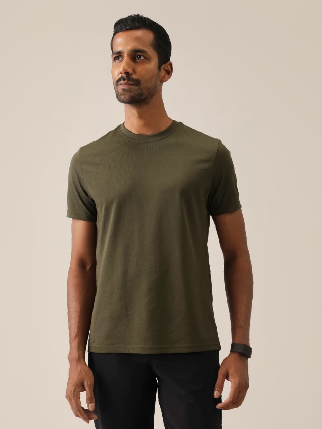 Men's Green Slim Fit Casual The Cotton Pro Tshirt
