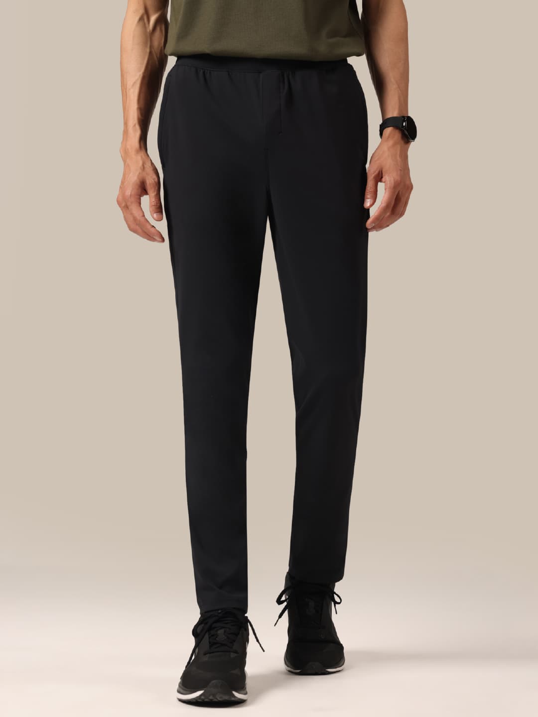 Men's Black Regular Fit Casual The Cloud Trackpant-Tall