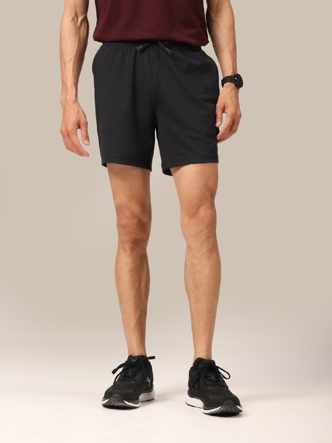Men's Black Regular Fit Casual The Cloud Shorts