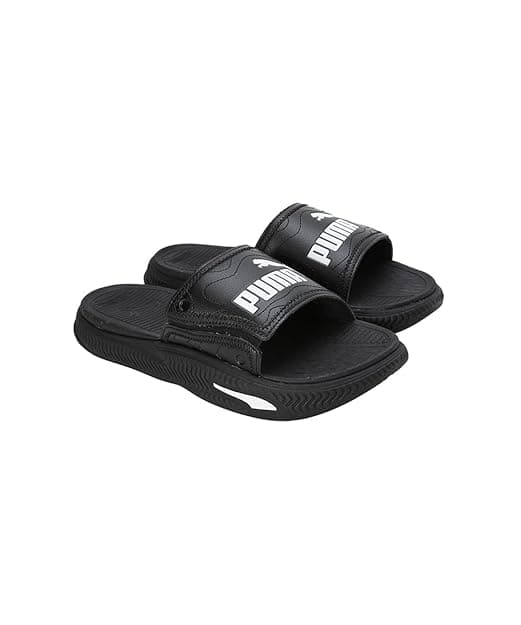 Men's Black Open Toe Low-Top Synthetic Slides