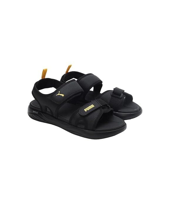 Men's Black Round Toe Low-Top Synthetic Floaters Sandals