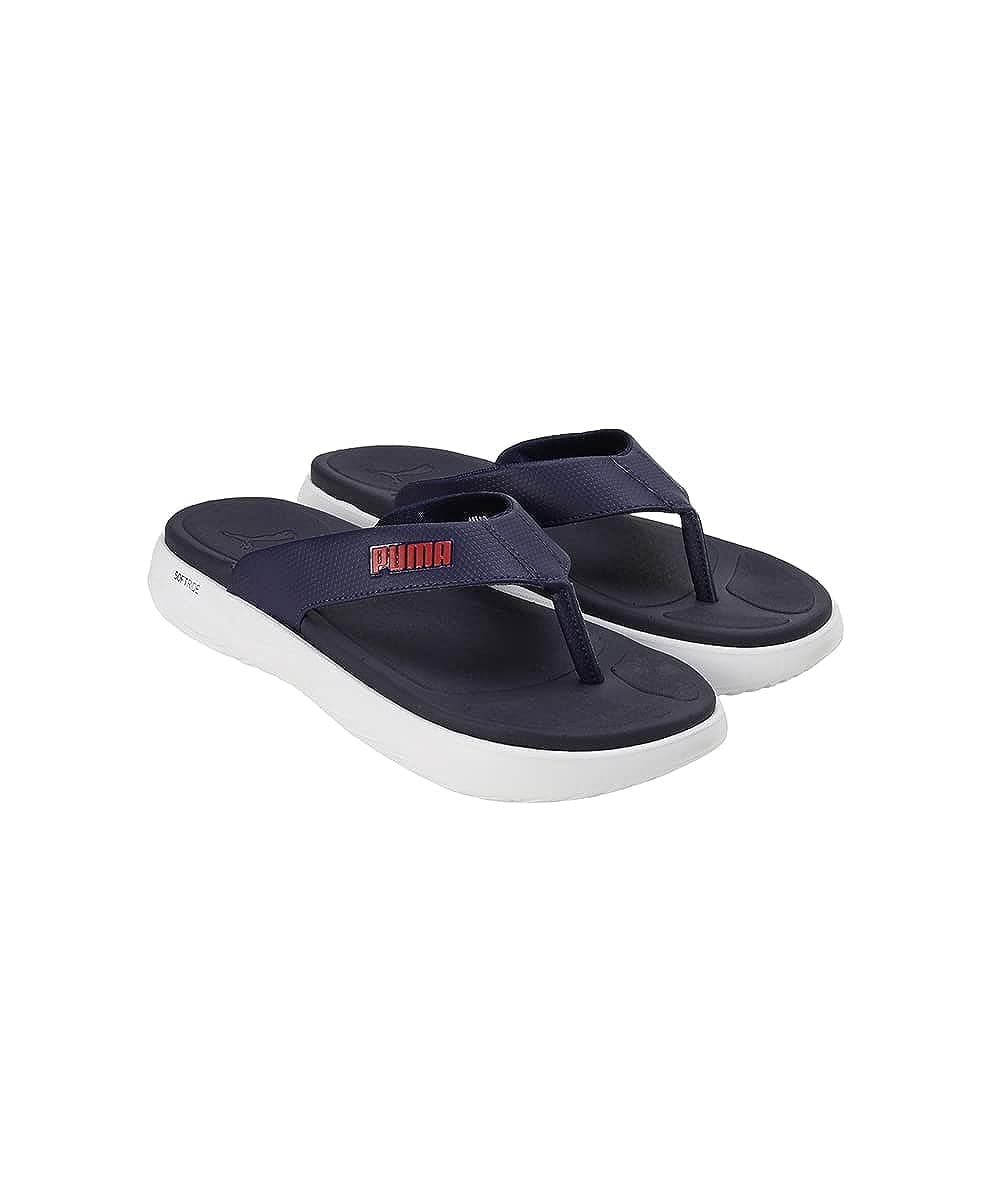 Men's Navy Open Toe Low-Top Synthetic Flip-Flops