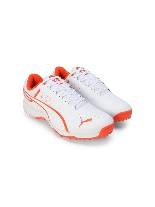 Men's White Round Toe Low-Top Synthetic Cricket Sport Shoes