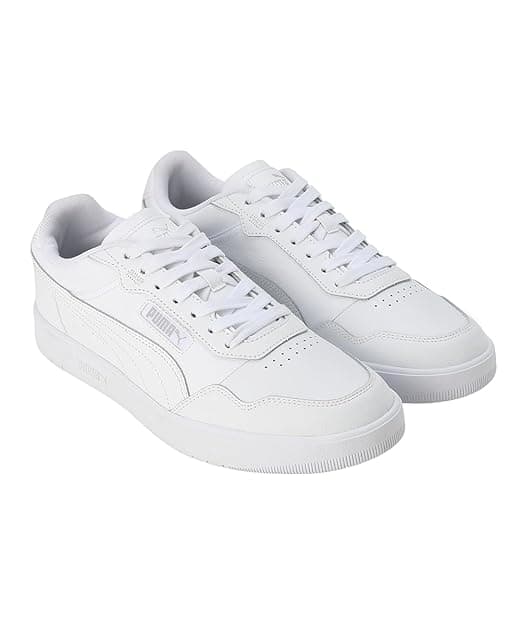 Men's White Round Toe Low-Top Synthetic Sneakers