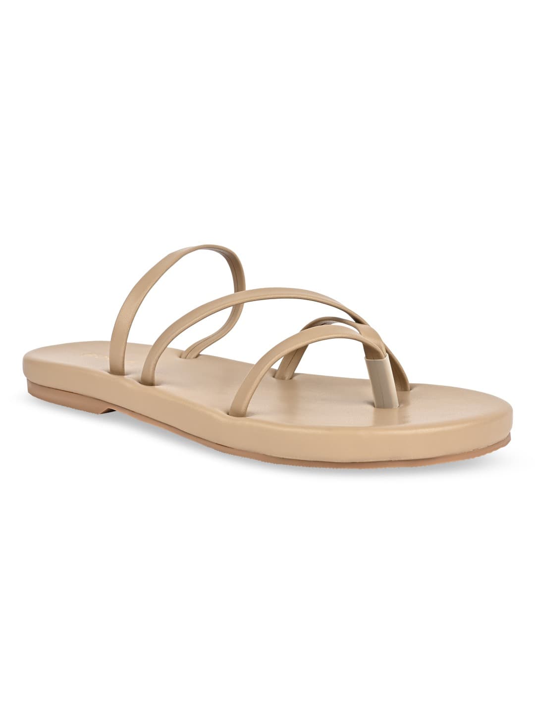 Women's Beige Open Toe Low-Top Synthetic Slip-Ons Sandals